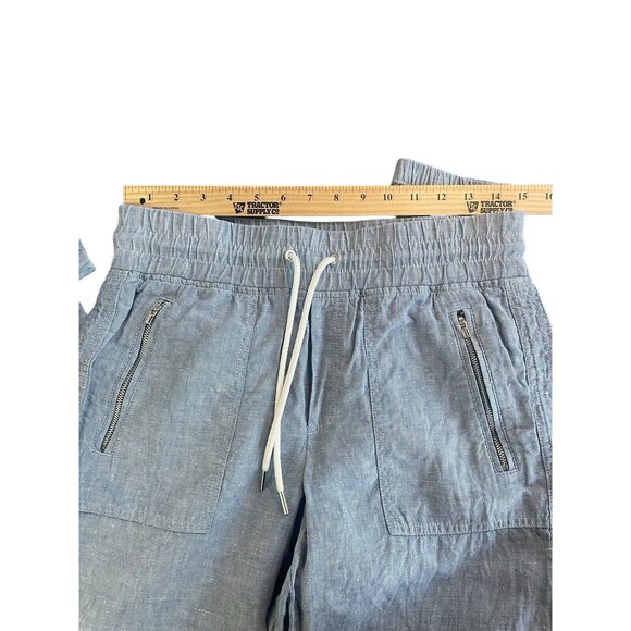 ATHLETA Women's Size 4 Light Blue Cabo 100% Linen Jogger Pants Drawstring Waist - Picture 10 of 13